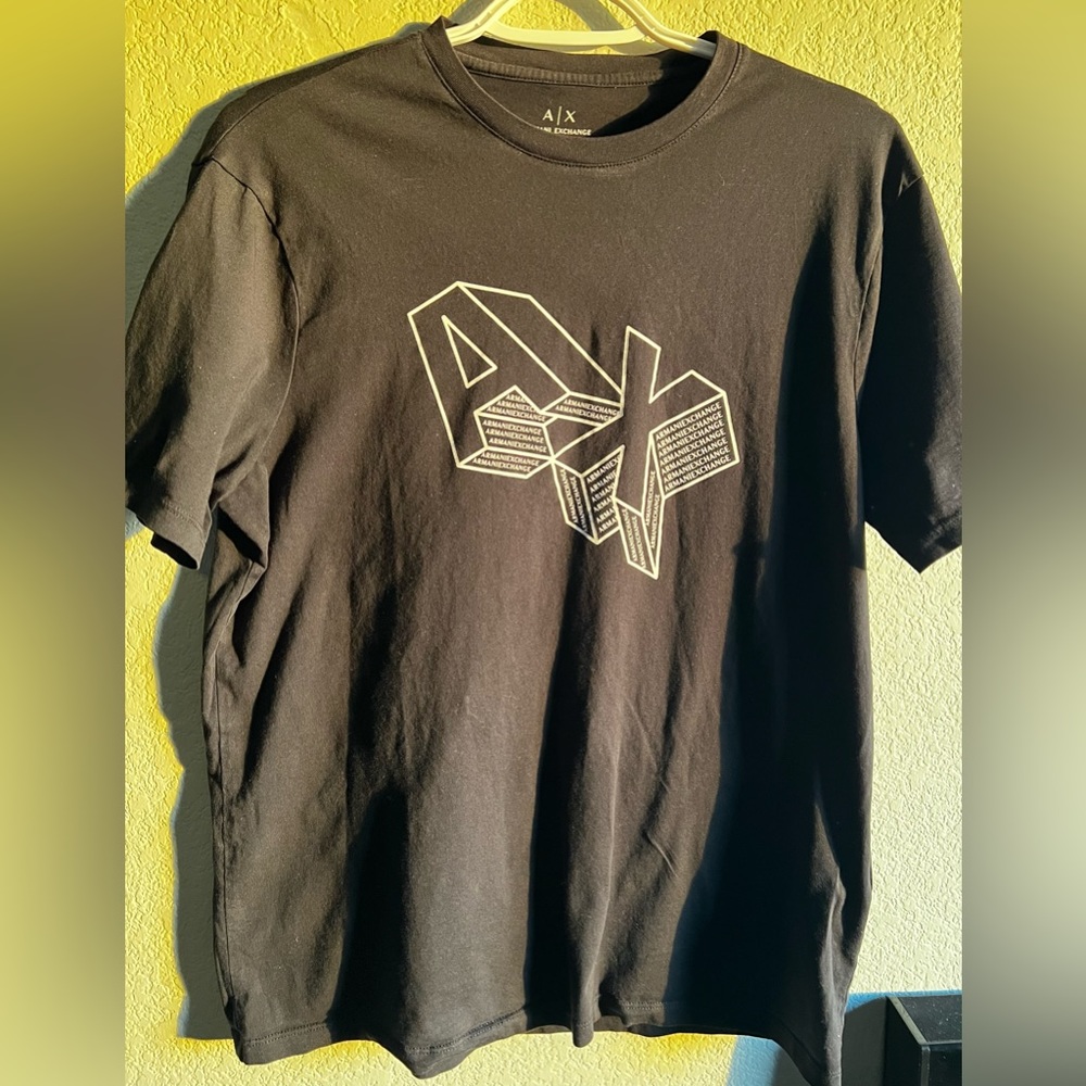 Armani Exchange REGULAR FIT JERSEY COTTON LOGO T-SHIRT - BLACK